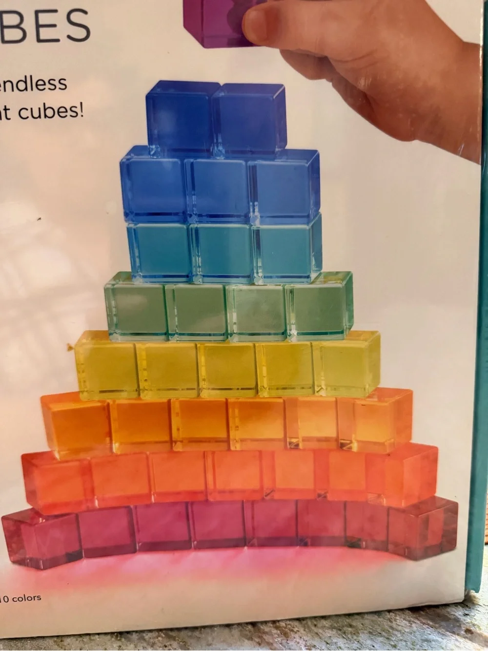 Rainbow Crystal Cubes - Colorful Translucent Stacking Set